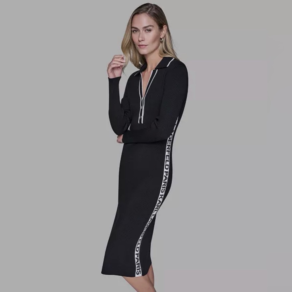 Karl Lagerfeld Paris Women's Logo Tape Sweater Dress  Size M, NWT
